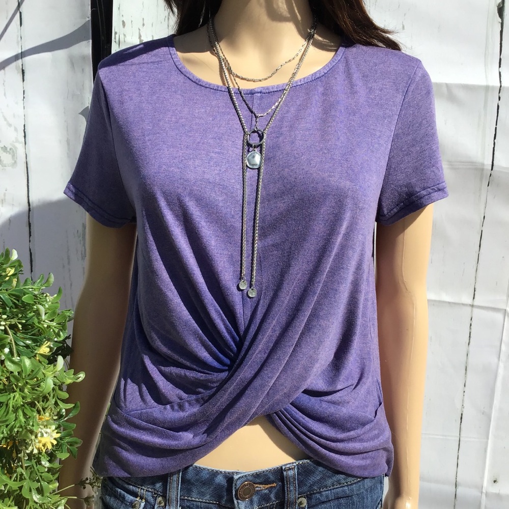 PURPLE TEE SHIRT SOFT TOP FRONT CRISS CROSS - Picture 9 of 13